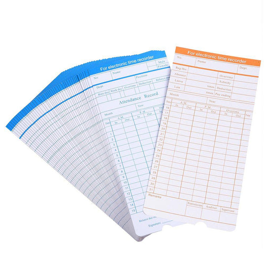 50 Monthly Punch Card Attendance Cards Double Sided