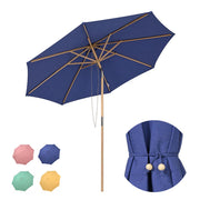 Patio Umbrella with Acrylic Fabric Tilt Wooden 9ft 8-Rib