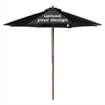 TheDisplayOutlet Custom Printed Outdoor Market Umbrella Wooden 9ft 8-Rib Image
