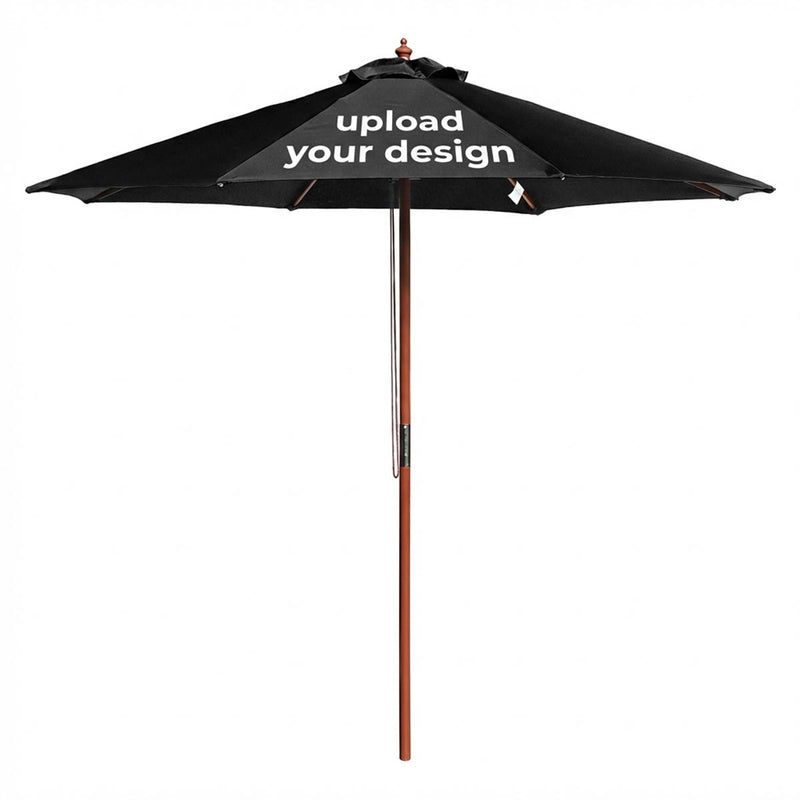 TheDisplayOutlet Custom Printed Outdoor Market Umbrella Wooden 9ft 8-Rib Image