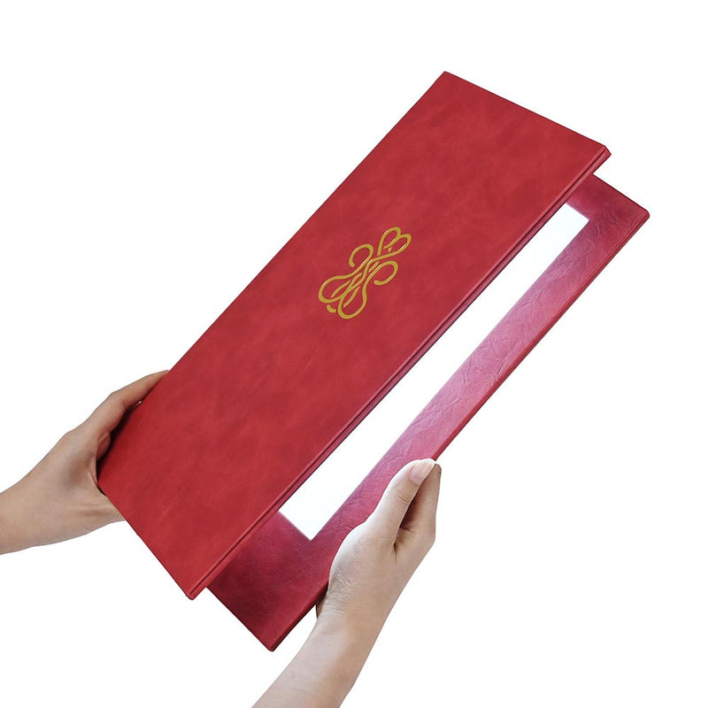 TheDisplayOutlet Custom LED Menu Covers 5in, Custom Logo & Leather Color/Pattern, 5x11 2-View Custom Color(5ct.) Image
