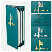 TheDisplayOutlet Custom Menu Covers PU Leather Beverage & Wine List Holder 4.25x11 Image