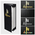 TheDisplayOutlet Custom Menu Covers PU Leather Beverage & Wine List Holder 4.25x11 Image