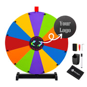 TheDisplayOutlet 24" Prize Wheel with Customizable Slots(12) Trade Show Promo, Custom Center Piece Image
