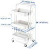 Aquaterior 3-Tier Metal Utility Cart Storage Trolley 34x17x14in