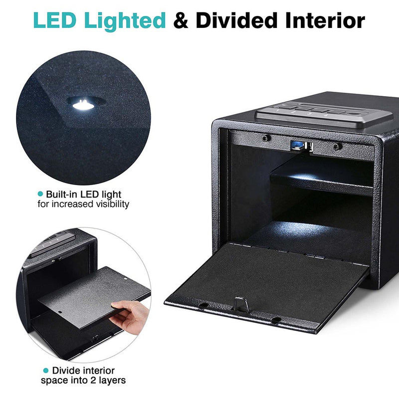 Biometric Gun Safe Electronic Security Lock Box Built-in LED
