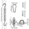 Stainless Steel Pad Eye Turnbuckle Carabiner, 8 Hardware Kit