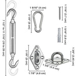 Stainless Steel Pad Eye Turnbuckle Carabiner, 6 Hardware Kit