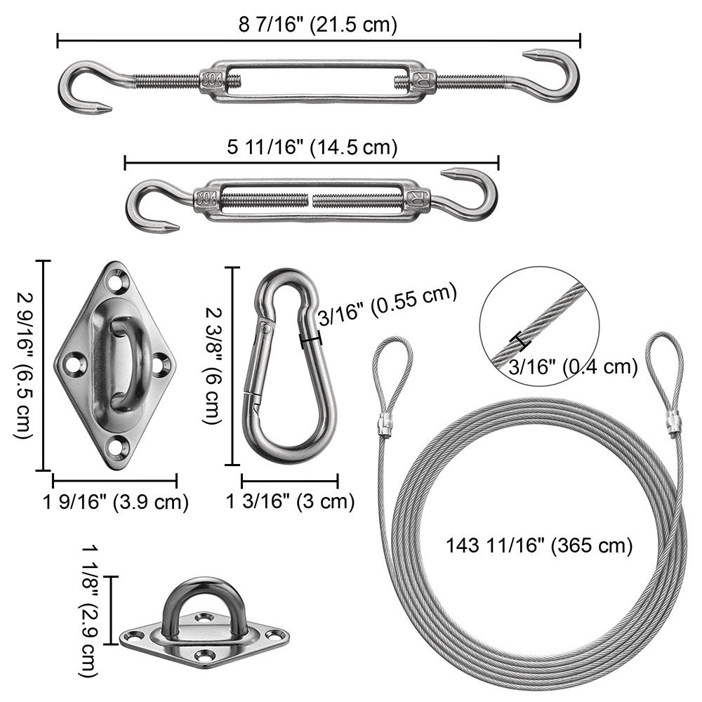 Stainless Steel Pad Eye Turnbuckle Carabiner, 6 Hardware Kit – The Display  Outlet