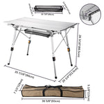 Folding Camping Table Roll Up Aluminum Adjust Height 35"x20"