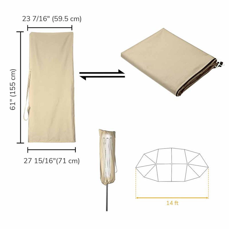 15 Foot Patio Umbrella Cover with Zipper Rod