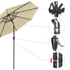 Solar Patio Umbrella with Light Bulbs Tilt Metal 9ft 8-Rib