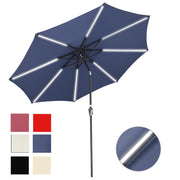 Solar Patio Umbrella with Light Tube Tilt Metal 9ft 8-Rib