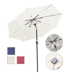 Solar Patio Umbrella with Light Tubes Tilt Metal 9ft 8-Rib