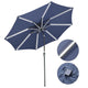 Solar Patio Umbrella with Light Tubes Tilt Metal 9ft 8-Rib