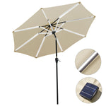Solar Patio Umbrella with Light Tubes Tilt Metal 10ft 8-Rib