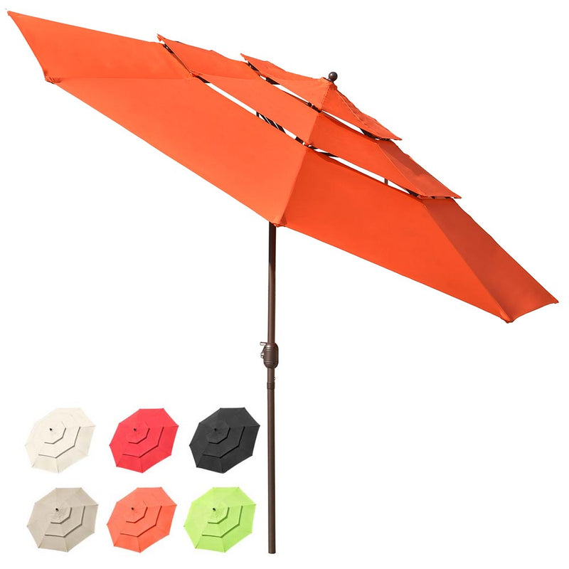 Patio Umbrella Tilt 3-Tiered 11ft 8-Rib