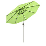 Solar Patio Umbrella w/ Light Bulbs Tilt 3-Tiered 9ft 8-Rib