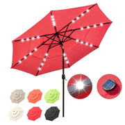 Solar Patio Umbrella w/ Light Bulbs Tilt 3-Tiered 10ft 8-Rib