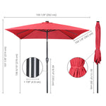 Square Solar Patio Umbrella w/ Light Bulbs Tilt 9ft 8-Rib