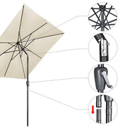 Square Solar Patio Umbrella w/ Light Bulbs Tilt 10ft 8-Rib