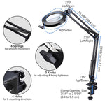 5x Magnifying Desk Lamp with Magnifier Clamp On