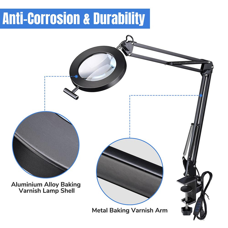 5x Magnifying Desk Lamp with Magnifier Clamp On
