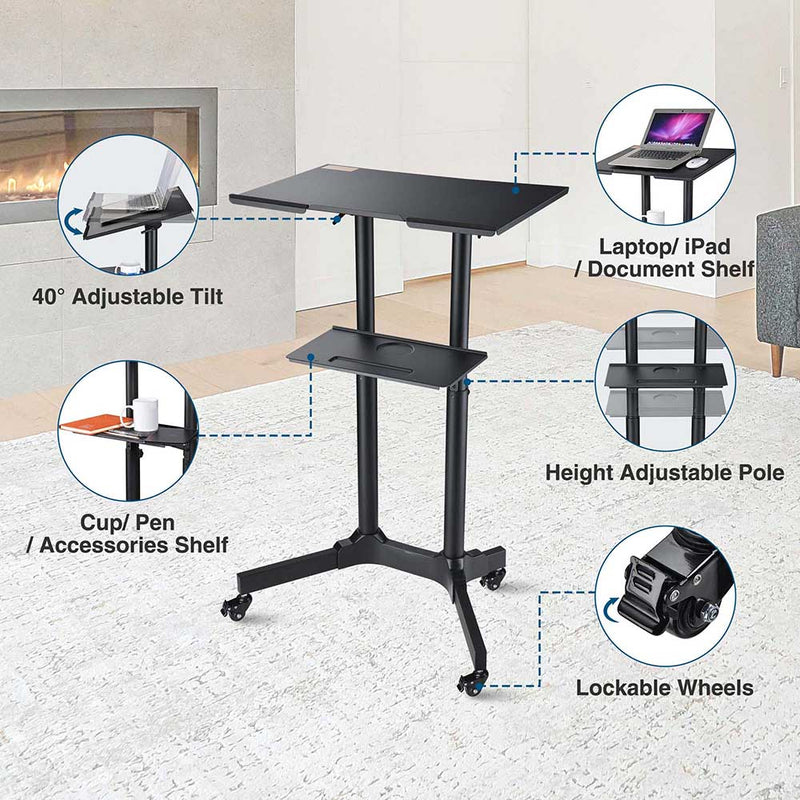 Adjustable Mobile Laptop Cart Black