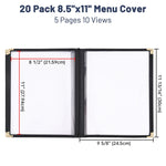 Clear Menu Covers 20ct/Pack 8.5x11 5-Page 10-View