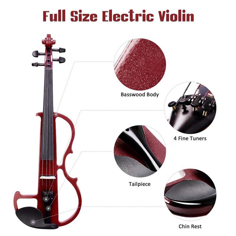 4/4 Electric Violin for Beginners Headphone Rosin Case Included