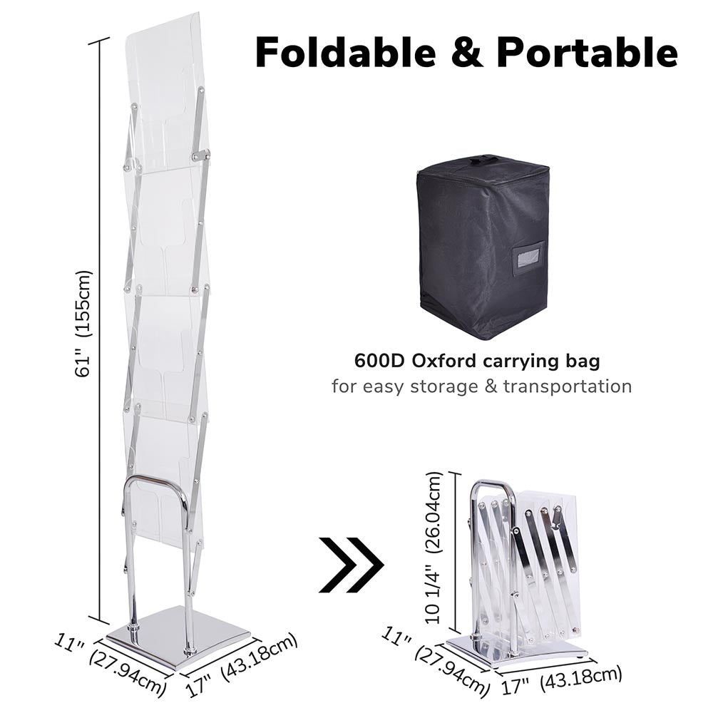 Foldable Literature Stand Magazine Rack 4 Pockets – The Display Outlet