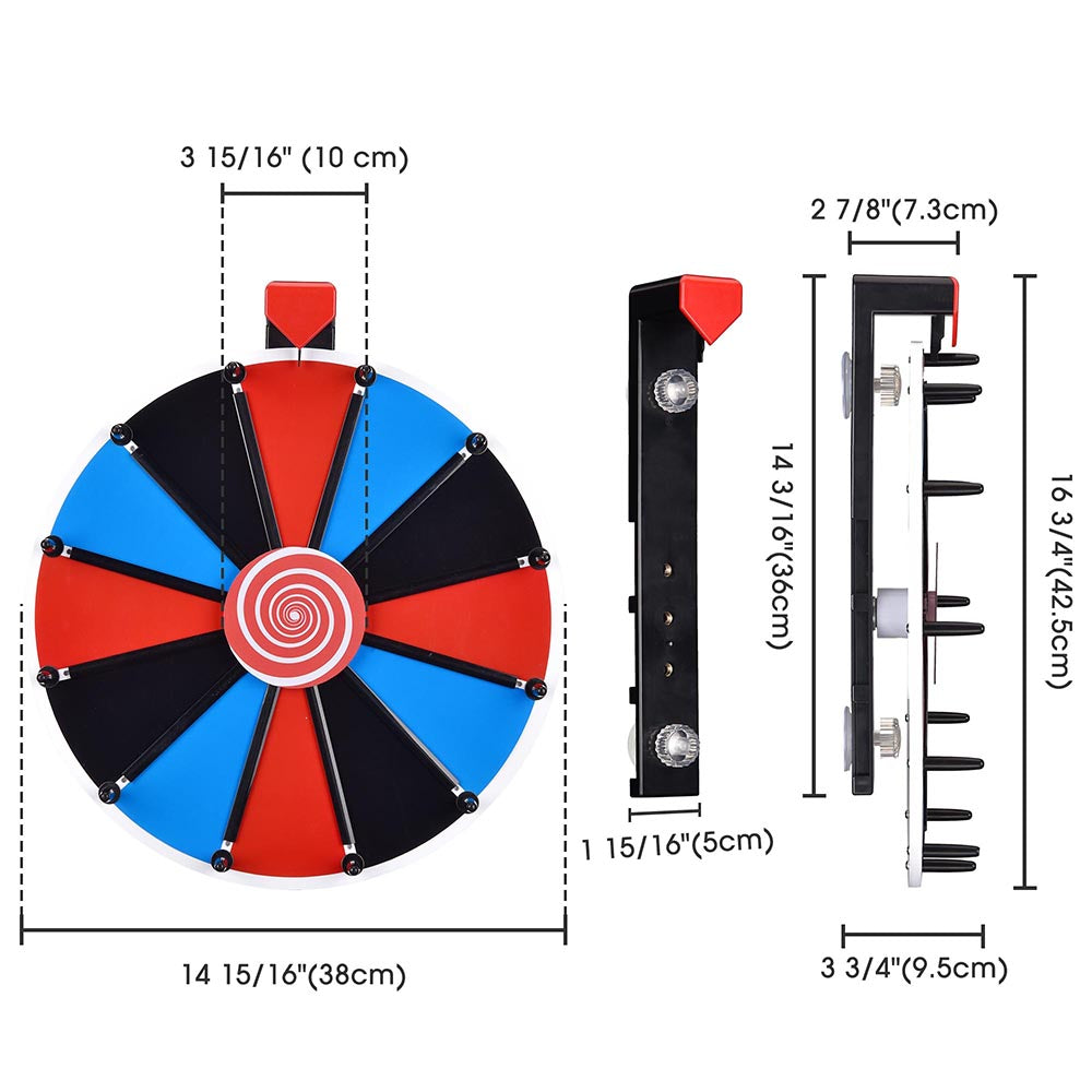 WinSpin 12 Editable Color Prize Wheel Wall Mounted Tabletop 14