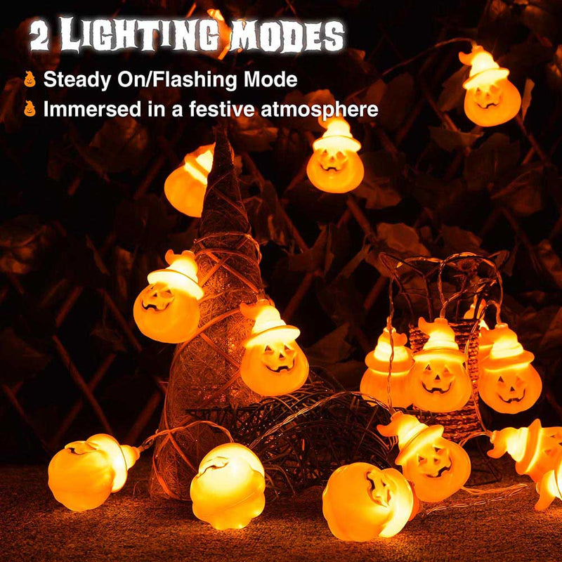 Halloween Light 20ct Pumpkin 10ft String Light Battery Operated