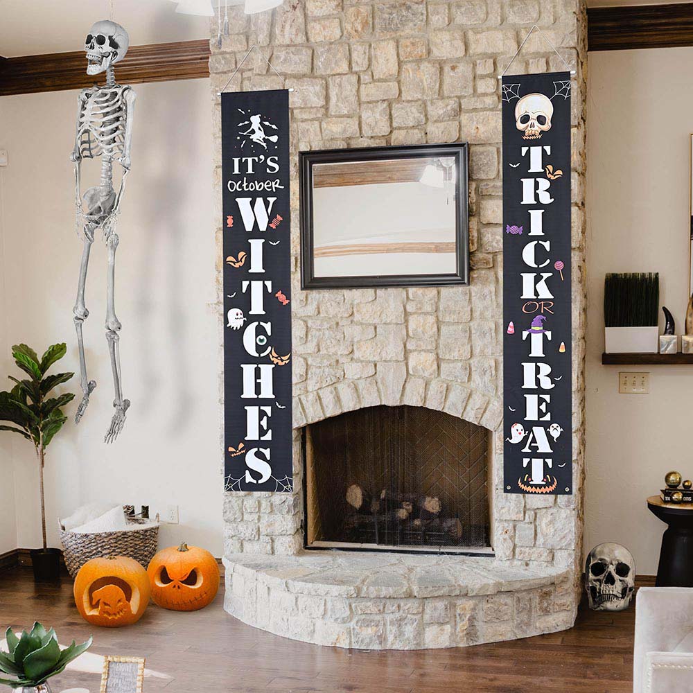 Halloween Signs Witches Trick or Treat Door Sign 2 pcs
