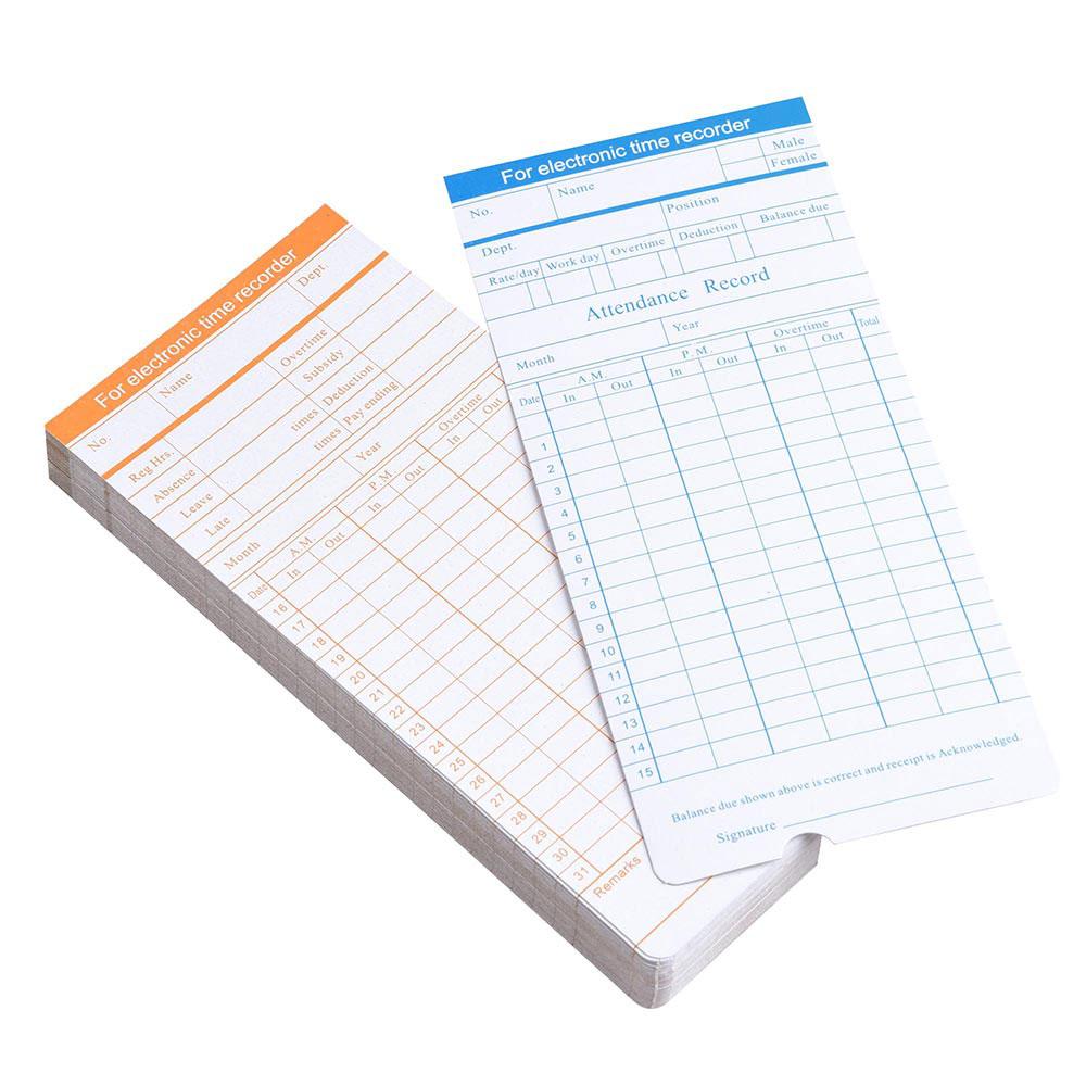 50 Monthly Punch Card Attendance Cards Double Sided – The Display